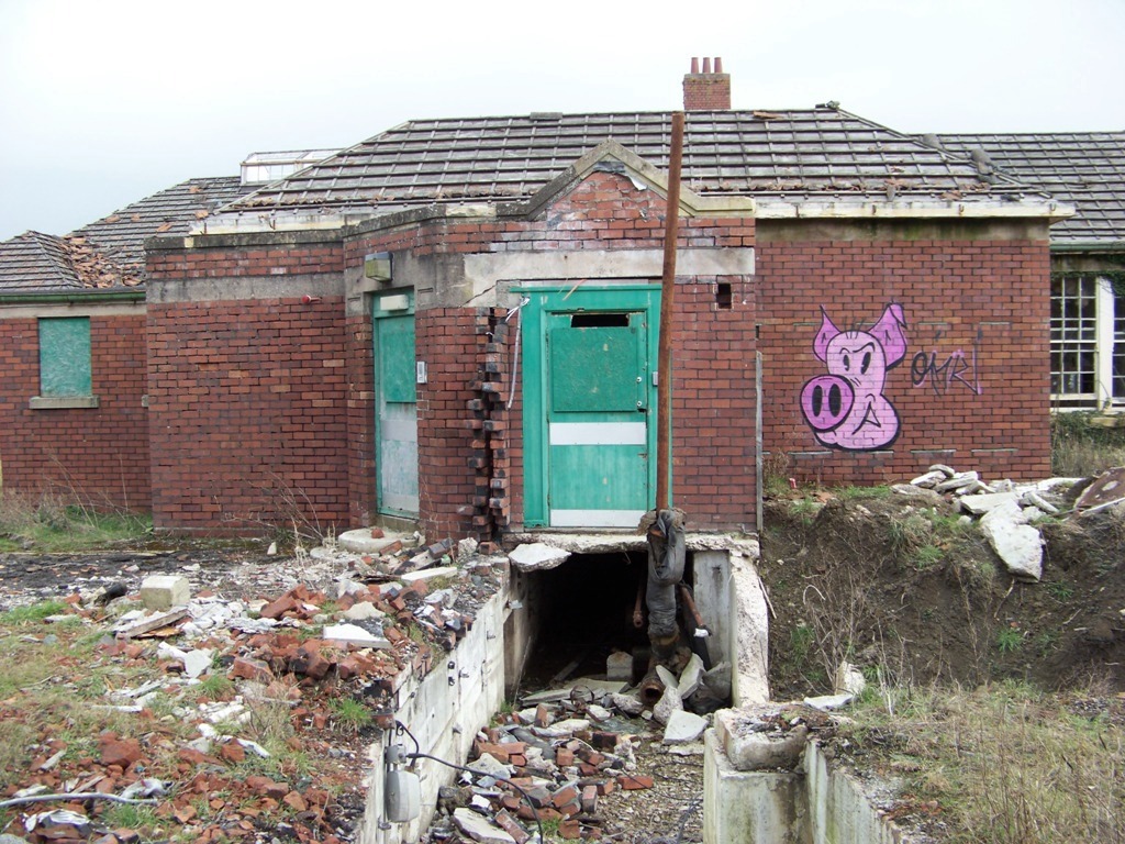 Demolished corridor section