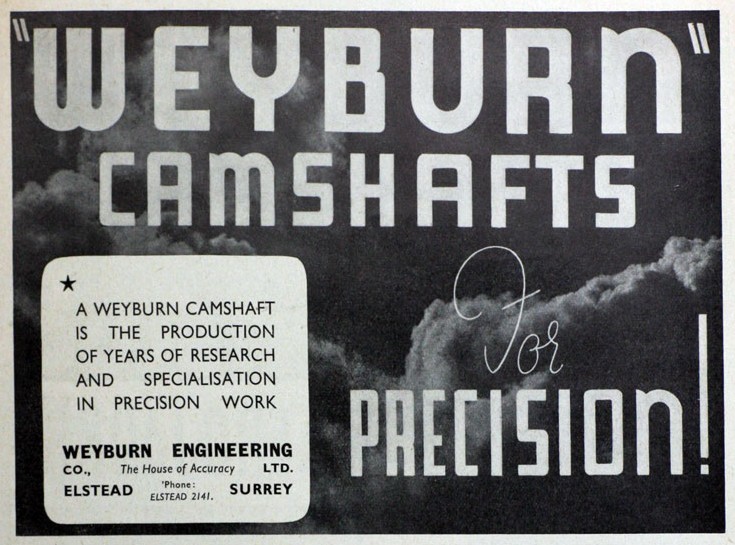 1939 advertisement for Weyburn Camshafts